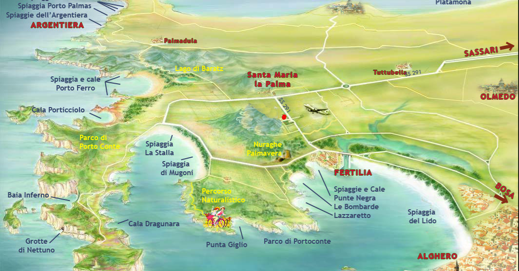 Disegno spiagge parco porto conte